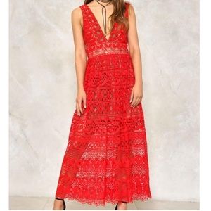 Nasty Gal In Lace of Emergency Dress in Red